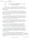 St. Patrick's Day Passage & Short Response