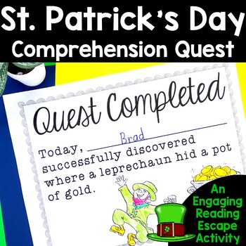 Preview of St. Patrick's Day Reading Comprehension St. Patrick's Day Escape Room St. Pattys