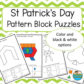 Preview of St. Patrick's Day Pattern Block Puzzles - Math Center Activity - K/1st Grade