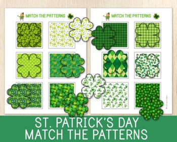 Preview of St. Patrick's Day Pattern Match, Matching Activity, Matching Game