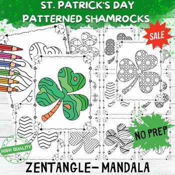 Preview of St. Patrick's Day Patterned Shamrocks Coloring Sheets