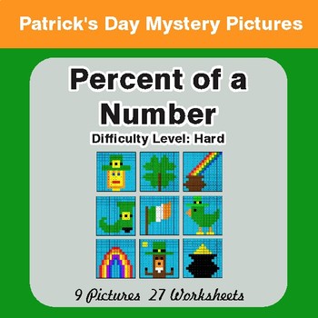 St. Patrick's Day: Percent of a number - Color-By-Number Math Mystery Pictures