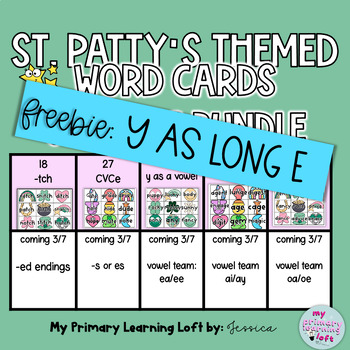 Preview of FREEBIE~ Game Cards St Patrick's Day themed~ Y as long e~ SOR aligned