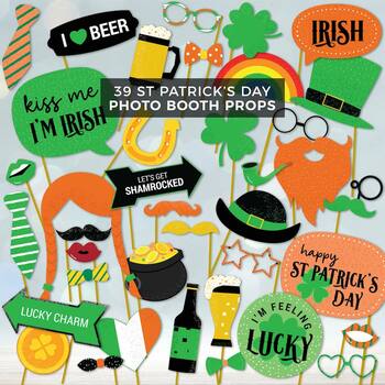 Preview of St Patrick's Day Photo Props | Printable Saint Paddy's Photo Booth Decorations
