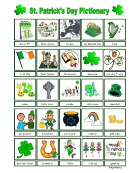 Preview of St. Patrick's Day Pictionary - 25 Pictures About St. Patrick's Day & Ireland