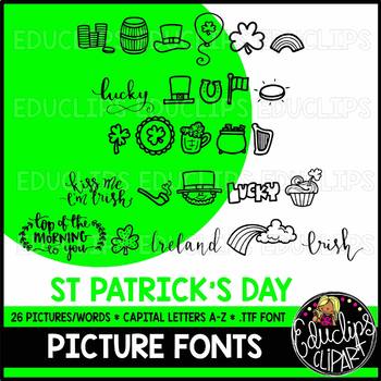 Preview of St Patrick's Day Picture Font {Educlips Clipart}