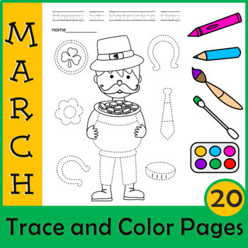 Preview of St. Patrick`s Day Picture Tracing Activities for Preschoolers | Pre-handwriting