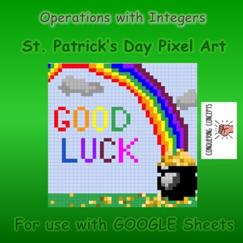 Preview of St. Patrick's Day Pixel Art Math Operations with Integers