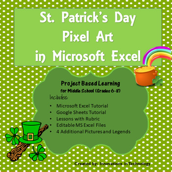 Preview of St. Patrick's Day Pixel Art Microsoft Excel or Google Sheets | Distance Learning