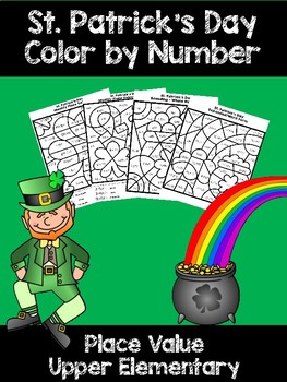 Preview of St. Patrick's Day Place Value Color by Number