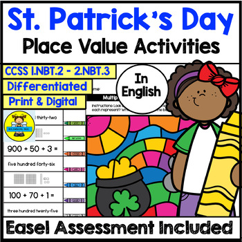 Preview of St. Patrick's Day Place Value Math Activities and Digital Assessment