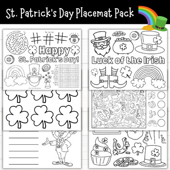 Preview of St. Patrick's Day Placemat Activity Pack