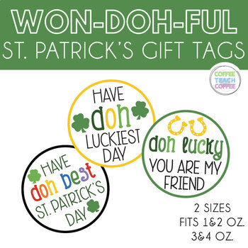 Preview of St. Patrick's Day Play Doh Gift Tag, St. Patricks Day Gift Card, Play Doh Tags