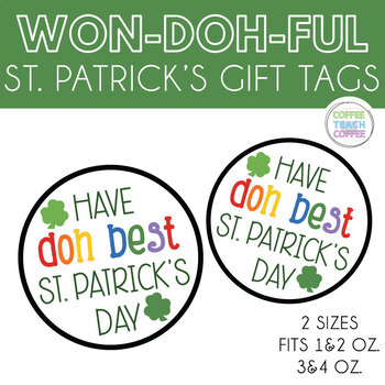 Preview of St. Patrick's Day Play Doh Gift Tag, St. Patricks Day Gift Card, Play Dough Tags