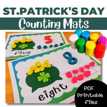 Preview of St. Patrick's Day Playdough Counting Mats 1-10 for Pre-K / Pot of Golds