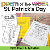 St Patrick's Day "Lucky Little Leprechaun" Poem of Week Ac
