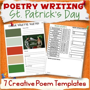 Preview of St Patrick's Day Poetry Writing Activity Packet - St Pattys Day Poem Templates