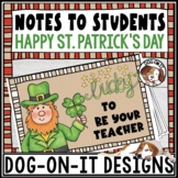 St Patricks Day Post Cards from Teacher to Students Puppy Dogs