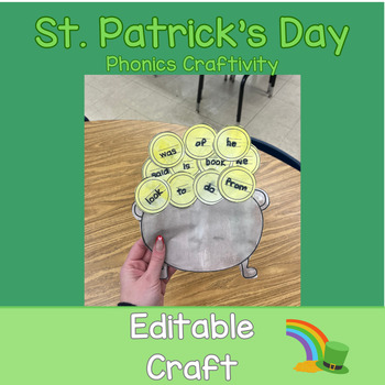 Preview of St. Patrick's Day Pot of Gold Editable Phonics Craft