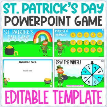 Preview of St. Patrick's Day PowerPoint Game Template - Editable Review Game Template