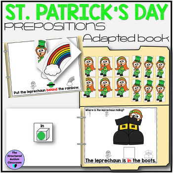 Preview of St. Patrick's Day Prepositions Adapted Book Match Follow Directions Speech, SPED