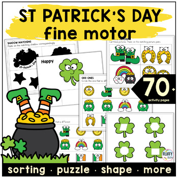 Preview of Preschool St Patrick's Day Activities Center Fine Motor Cut and Paste Worksheet