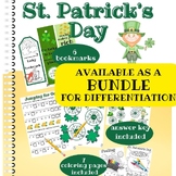 St. Patrick's Day Activities 3- vocabulary, writing, math,