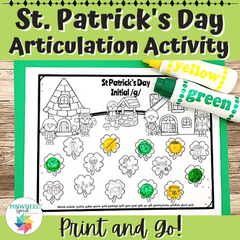 Preview of St. Patrick's Day Printable Articulation Print and Go Shamrocks Speech Therapy