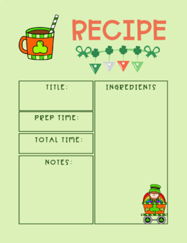 Preview of St. Patrick's Day Printable Recipe Cards