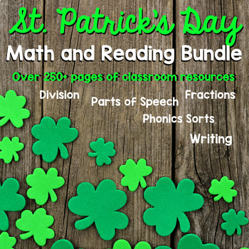 Preview of St. Patrick's Day Printables ELA and Math 3rd Grade Bundle