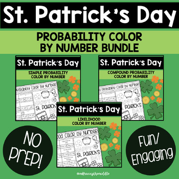 Preview of St. Patrick's Day Probability Color By Number Bundle for Middle School Math
