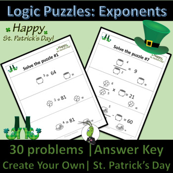 Preview of St. Patrick's Day Properties of Exponents | Logic Puzzles | Algebra 1