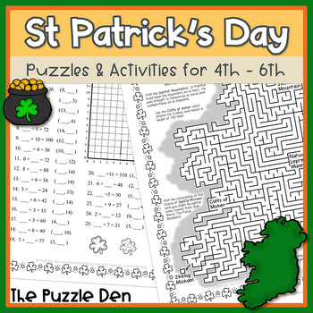 Preview of St Patrick's Day Puzzles for Grades 4 to 6
