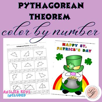 Preview of St. Patrick's Day Pythagorean Theorem Color By Number