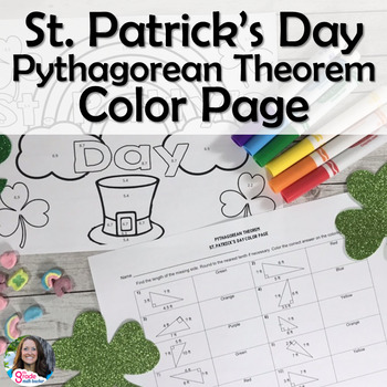 Preview of St. Patrick's Day Pythagorean Theorem Color Page Activity