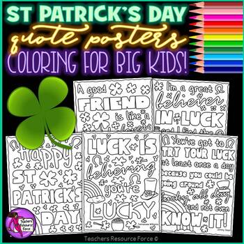Preview of St Patrick's Day Quote Coloring Pages