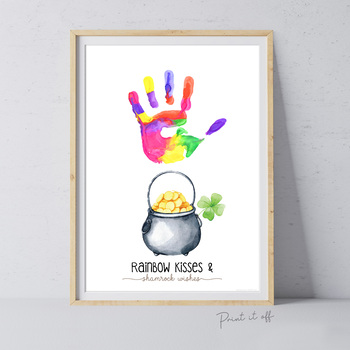 Preview of St Patrick's Day Rainbow Handprint Art / Parent Gift Activity Card Craft 0695