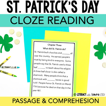 Preview of St Patricks Day Reading Comprehension with Cloze Reading Passage