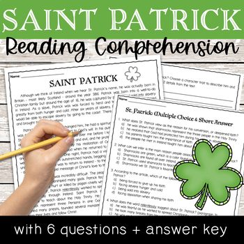 Preview of St. Patrick's Day Reading Comprehension Activity: Life of St. Patrick