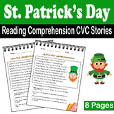 St. Patrick’s Day Reading Comprehension CVC Stories| lepre
