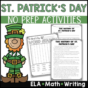 Preview of St. Patrick's Day Reading Comprehension, Math and Writing Activities