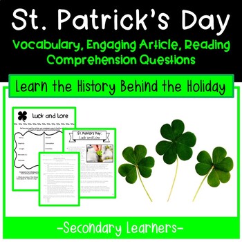 Preview of St. Patrick's Day Reading Comprehension Passage with Questions | High School