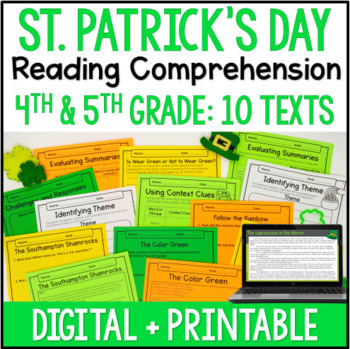Preview of St. Patrick's Day Reading Comprehension Passages - Digital Activities