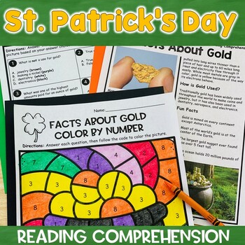 Preview of  St. Patty's Day Coloring Pages March is Reading Month Comprehension Passages