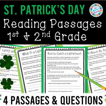 Preview of St. Patrick's Day Reading Comprehension Passages & Questions 1st Grade 2nd Grade