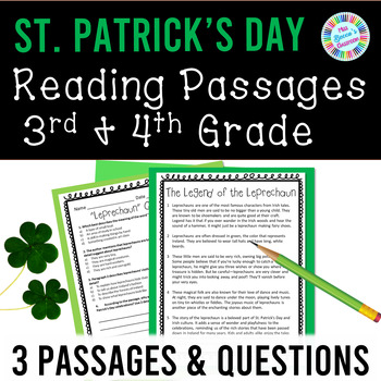 Preview of St. Patrick's Day Reading Comprehension Passages & Question 3rd Grade 4th Grade