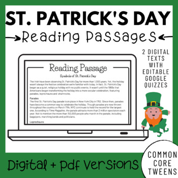 Preview of St. Patrick's Day Reading Comprehension Passages and Questions | Google Drive