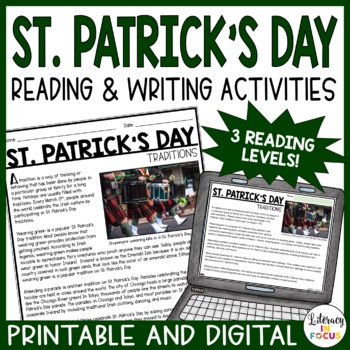 Preview of St. Patrick's Day Reading Comprehension Passages and Writing Activities