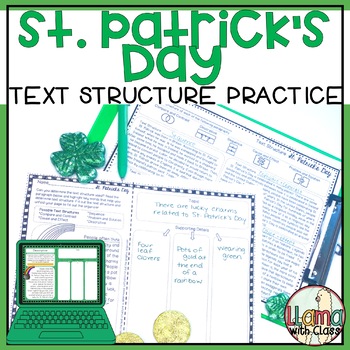 Preview of St. Patrick's Day Reading Passages with Text Structure Worksheets 3rd 4th grade