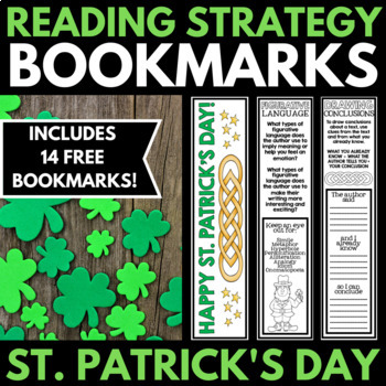 Preview of St. Patrick's Day Reading Comprehension Strategy Bookmarks | Free